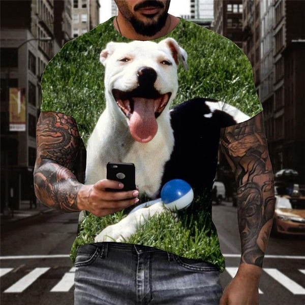 
t shirts dog tee shirt Puppy Cute animal art costume big Smart Happy dogs male Cool
                