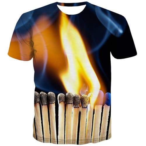 Flame T shirts Men Harajuku T-shirts 3d Abstract T-shirts Graphic Fire Tshirt Printed Gothic T shirts Funny Short Sleeve Hip hop - KYKU