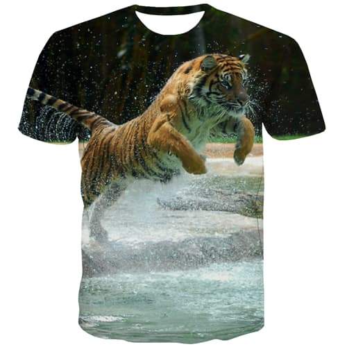 Tiger T shirts Men Animal Tshirt Printed Water Tshirts Casual Hip Hop T-shirts 3d Harajuku Tshirts Cool Short Sleeve Full Print - KYKU