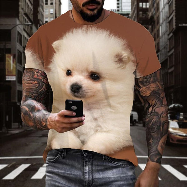 
Little White dog t shirt Casual shirt 3D Puppy Cute Pets Casual big Smart dogs art costume man
                