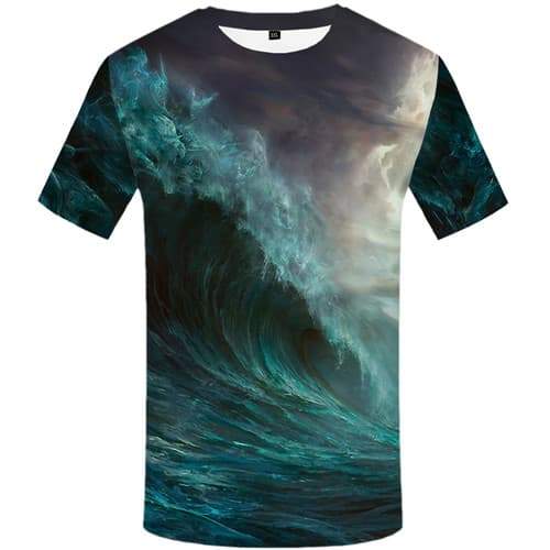 Wave T shirts Men Cloud T-shirts Graphic Colorful Tshirt Printed Fantasy Tshirt Anime Cartoon Tshirts Casual Short Sleeve - KYKU