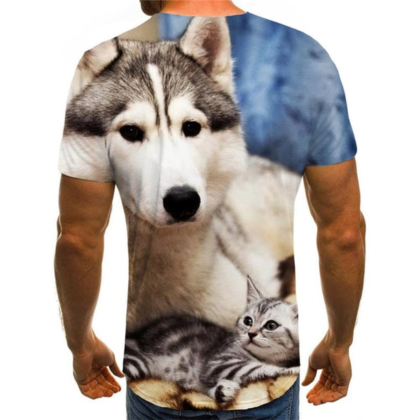 
shirt animal docile pets Print clothes art costume Cool men cat and dog
                