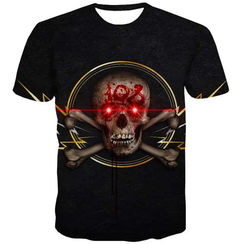 Skull T shirts Men War T shirts Funny Black Tshirts Cool Hip Hop Shirt Print Punk Rock T-shirts 3d Short Sleeve Punk Rock Men - KYKU