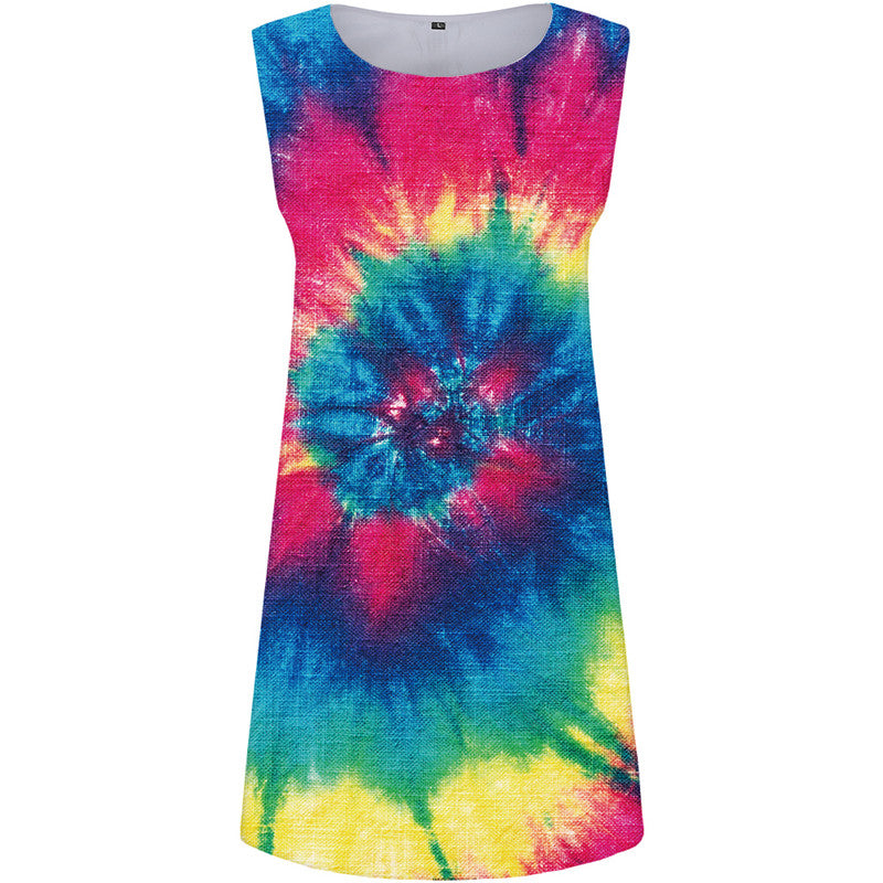 Vortex Dress Women Colorful Ladies Dresses Fireworks Sexy Painting Party Vintage Korean Style Womens Clothing Vintage