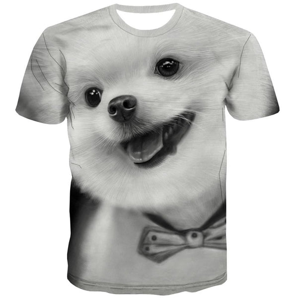 
Little White dog tshirts Puppy Cute animal tee top man big Smart dogs Casual art costume
                