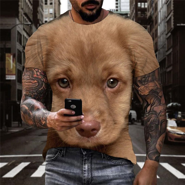 
dog t shirt Puppy Cute animal t shirt 3D big Smart dogs art costume Casual male
                