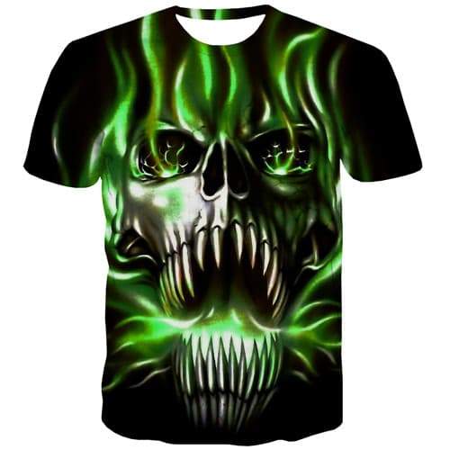 Skull T-shirt Men Ferocious Tshirt Anime Metal T shirts Funny Psychedelic Tshirts Novelty Gothic Tshirt Printed Short Sleeve - KYKU