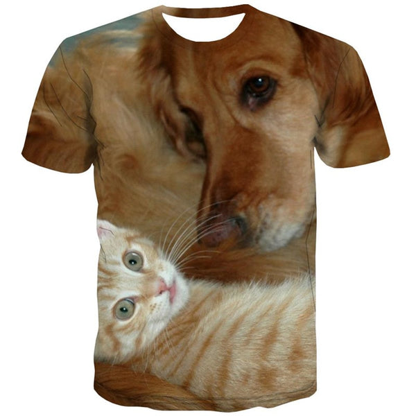 
shirt animal docile pets Casual shirt 3D men Cool cat and dog art costume
                