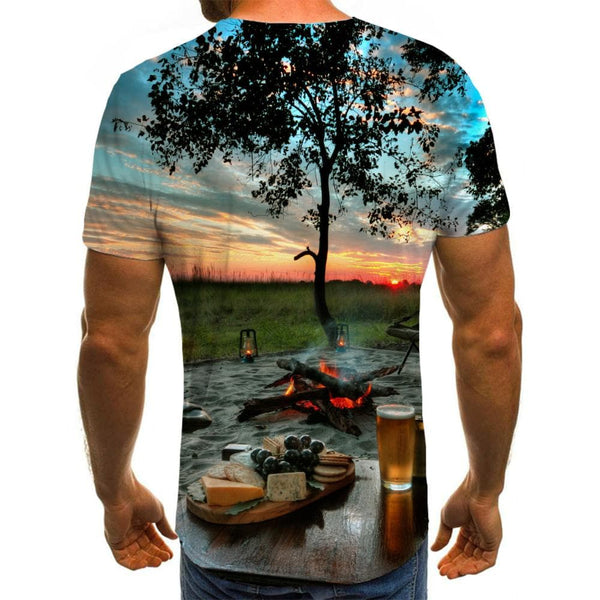 
Landscape T shirt Men Tree Funny T shirts Sunset Glow T-shirts 3d Flame Anime Clothes
                