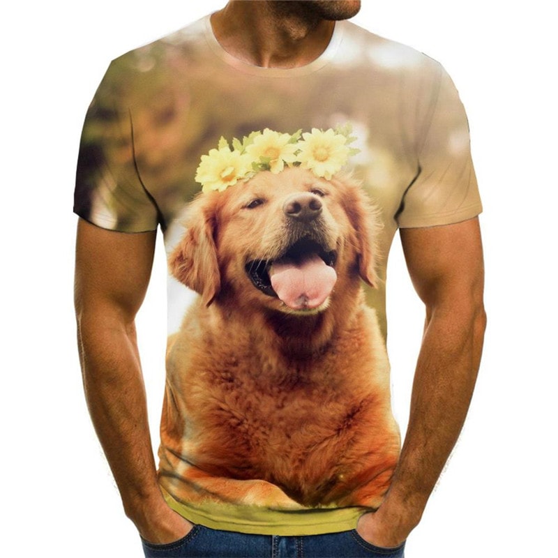 Golden Retriever dog tshirt Cool Puppy Cute Pets Cool man art costume big Smart dogs