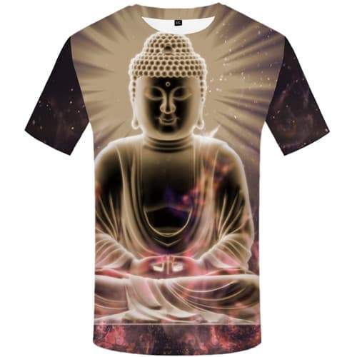 Buddha T shirts Men Meditation Shirt Print Psychedelic T-shirts 3d Colorful Tshirt Anime Space Tshirts Casual Short Sleeve - KYKU