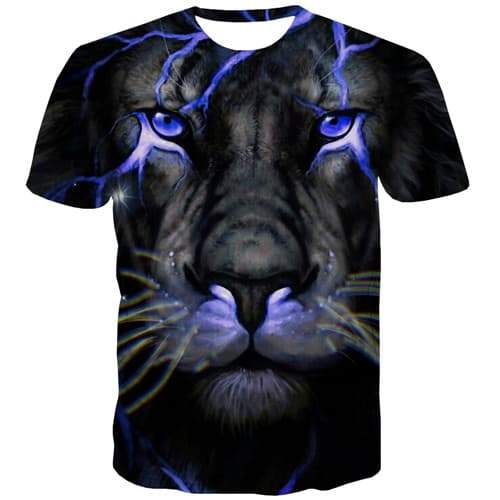 Wolf T-shirt Men Animal Tshirts Cool Lightning Tshirts Casual Black Tshirt Printed Punk Rock T-shirts 3d Short Sleeve Fashion - KYKU