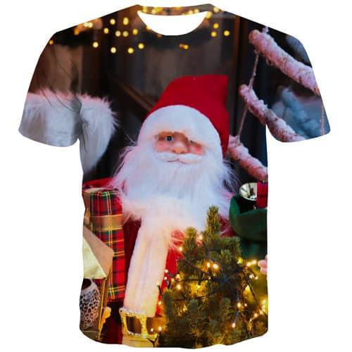 Santa Claus T-shirt Men Christmas Tree Shirt Print Christmas Tshirts Casual Funny Tshirt Printed Colorful Tshirts Novelty - KYKU