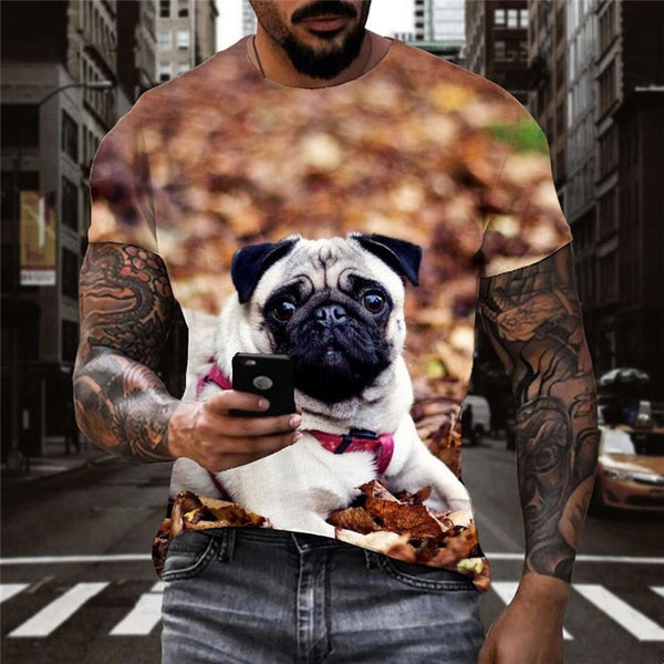 
Pug dog shirt Funny 3D t shirt Puppy Cute animal Casual art costume big Smart dogs male
                