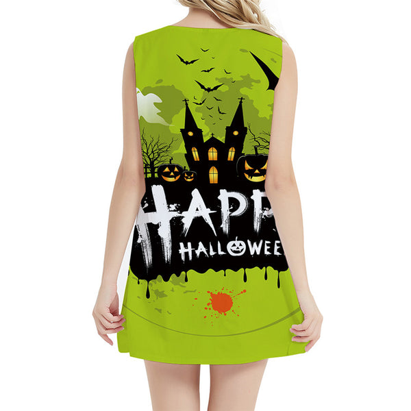 
Halloween Dress Women Pumpkin Boho Graffiti Ladies Dresses Party Short Harajuku Korean Style Womens Clothing Summer
                