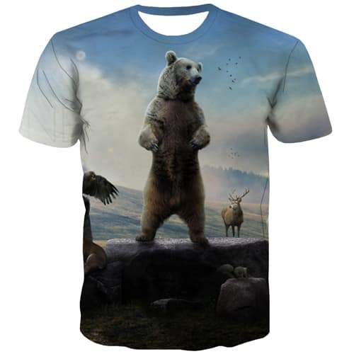 Russia T-shirt Men Bear Tshirts Novelty Animal Tshirt Printed Funny Tshirts Casual Harajuku Tshirt Anime Short Sleeve Punk Rock - KYKU