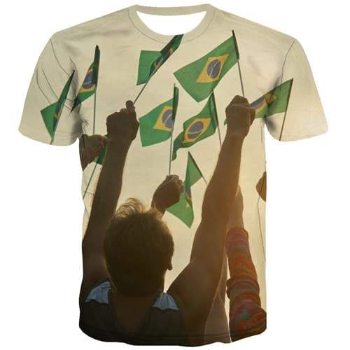 Brazilian Flag T-shirt Men Brazil Tshirt Printed Character Tshirts Casual Harajuku Tshirts Novelty Funny Shirt Print - KYKU