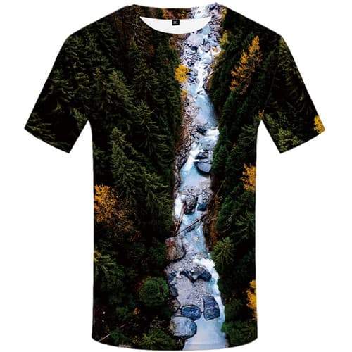 Forest T shirts Men Harajuku Tshirts Casual Cartoon Tshirts Cool Refraction Tshirts Novelty Gothic Tshirt Printed Short Sleeve - KYKU