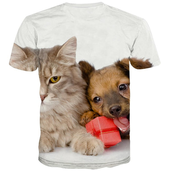 
shirt animal docile pets Funny 3D t shirt Cool art costume men cat and dog
                
