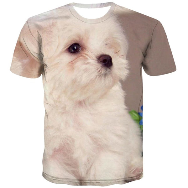 
tshirt Little White dog Puppy Cute Pets Novelty 3D shirt big Smart dogs man art costume Casual
                