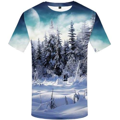 Forest T shirts Men Snow T shirts Funny Moon Tshirts Novelty Harajuku T-shirts 3d Short Sleeve Punk Rock Mens S-5XL Slim - KYKU