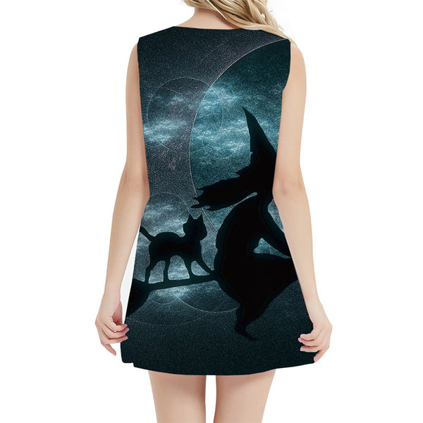 
Halloween Dress Women Witch Sexy Magic 3d Print Cat Beach Space Vestido Sexy Womens Clothing Elegant
                