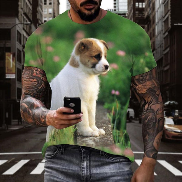 
dog tshirts Puppy Cute animal tee top art costume male Casual big Smart dogs
                
