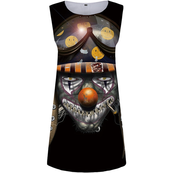 
Clown Dresses Women Galaxy Space Vestido Sexy Skull Halter Sleeveless Smoke Sundress Black Ladies Dresses Womens Clothing Club
                