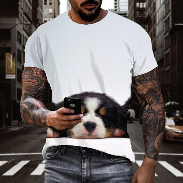 
tshirts dog Puppy Cute animal Casual shirt 3D art costume men's big Smart dogs Casual
                