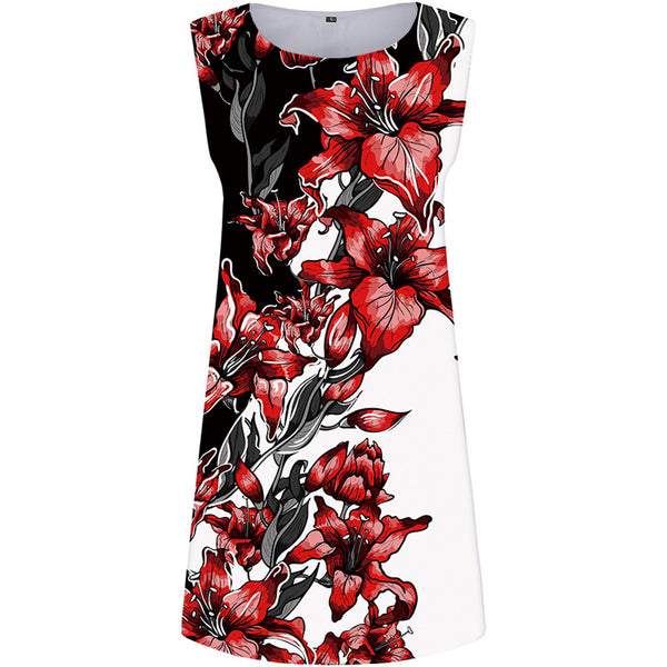 Flower Dress Women Yinyang Party Gothic Sundress Harajuku Office Graffiti Tank Womens Clothing Casual