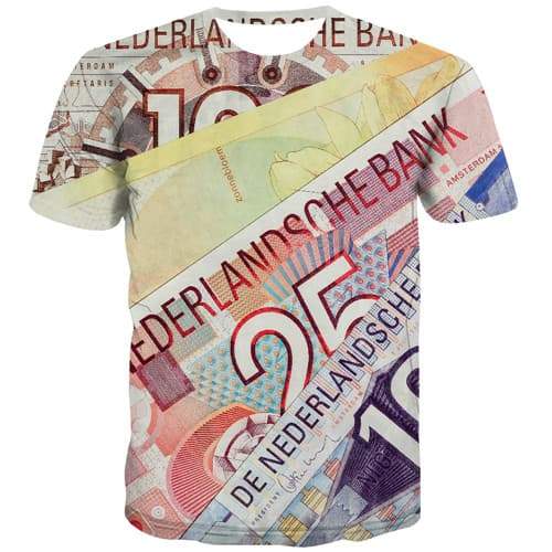 Money T-shirt Men Netherlands T shirts Funny Geometric Tshirt Printed Harajuku Tshirts Cool Colorful Shirt Print Short Sleeve - KYKU