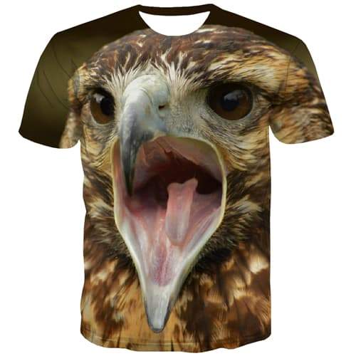 Eagle T-shirt Men Animal Tshirt Anime Ferocious Tshirts Cool Funny Tshirts Novelty Harajuku Shirt Print Short Sleeve T shirts - KYKU
