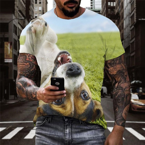 
dog tshirts Hip hop tshirt 3D Puppy Cute animal men's big Smart dogs Casual art costume
                