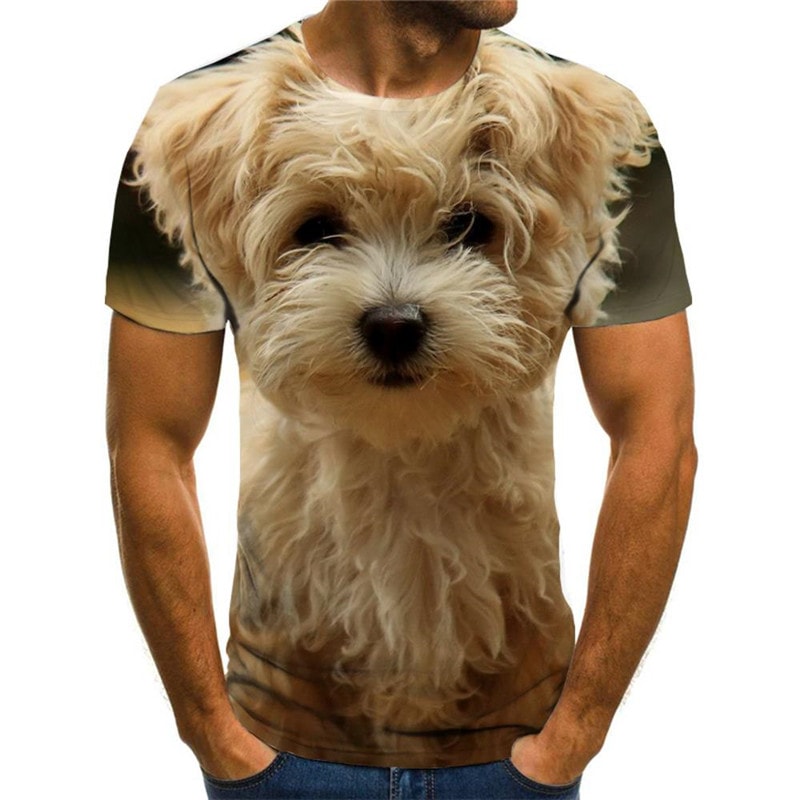 dog shirt Puppy Cute animal tee shirt Cool art costume big Smart dogs men's