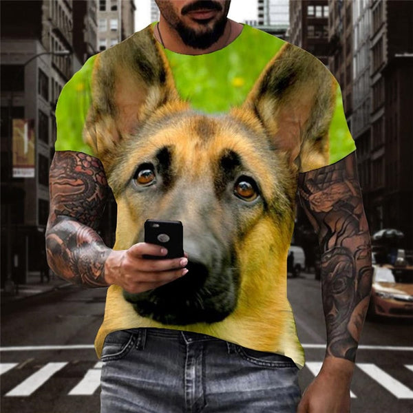 
t shirts dog Puppy Cute animal Funny 3D t shirt men's art costume big Smart dogs Casual
                