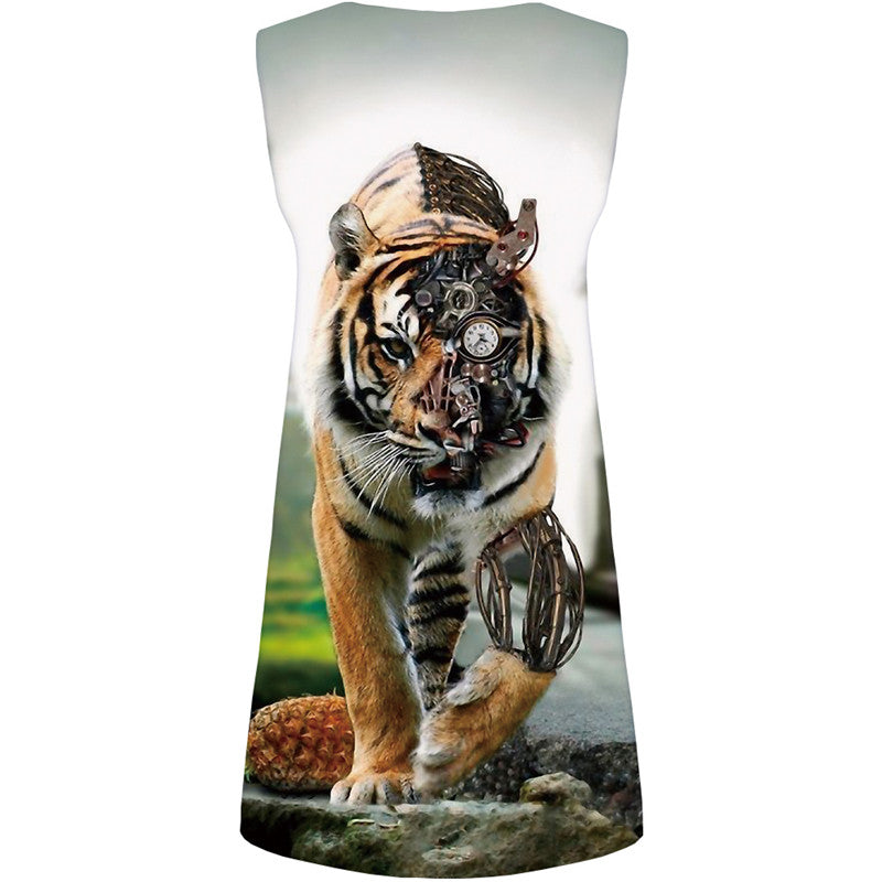 Tiger Dress Women Metal Sexy Animal Korean Style Mechanical Party Fruit Boho Womens Clothing Casual