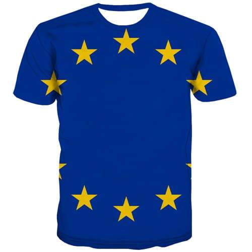 Eu Flag T shirts Men Europe T-shirts 3d Blue Shirt Print Star Tshirt Printed Harajuku T shirts Funny Short Sleeve summer - KYKU