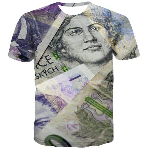 Money T shirts Men Character Tshirts Casual Czech Republic Tshirts Novelty Harajuku Tshirt Anime Abstract Shirt Print - KYKU