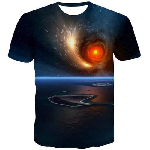 Galaxy Space T-shirt Men Flame Shirt Print Aurora Tshirt Printed Gothic Tshirts Novelty Short Sleeve T shirts Men/women Tee Top - KYKU