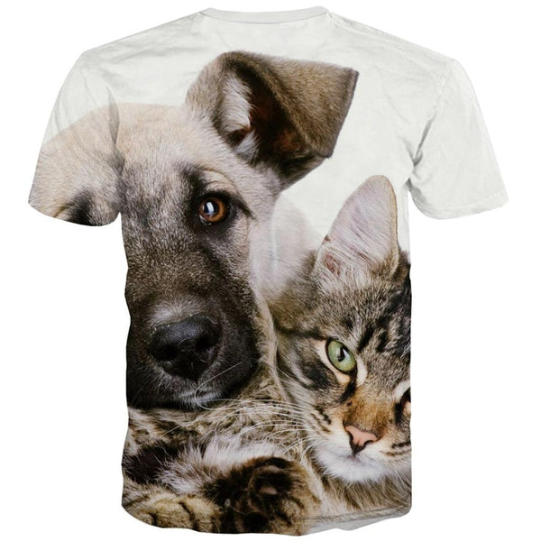 
tshirt animal tee top docile pets art costume men cat and dog Cool
                