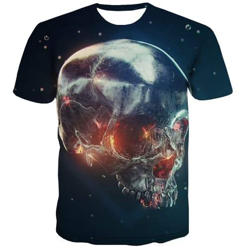 Skull T-shirt Men Galaxy Tshirts Casual Universe Tshirt Anime Technology Tshirts Novelty Hip Hop Tshirts Cool Short Sleeve - KYKU