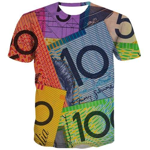 Money T-shirt Men Australian Dollar Shirt Print Colorful Tshirts Cool Australia Tshirts Casual Abstract Tshirt Anime - KYKU
