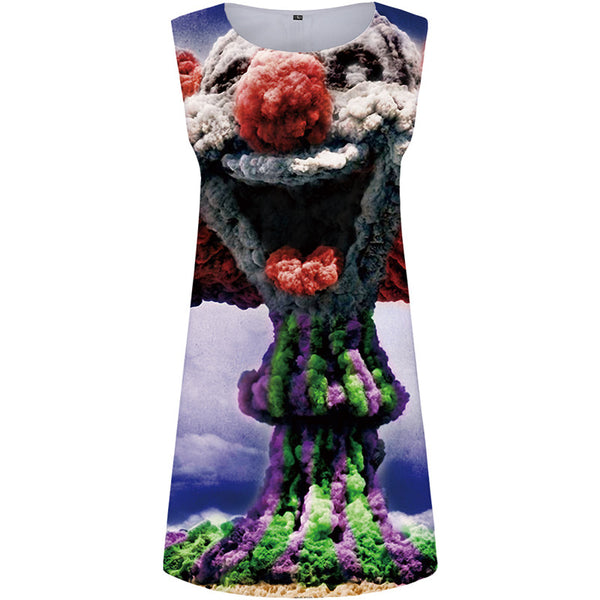 
Clown Dress Women War 3d Print Colorful Ladies Dresses Military Halter Sleeveless Space Sundress Womens Clothing Party
                