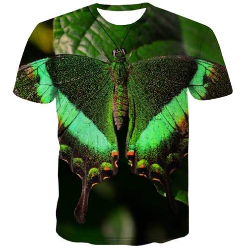 Butterfly T shirts Men Animal T shirts Funny Lovely Tshirts Novelty Colorful T-shirts 3d Green Tshirts Casual Short Sleeve - KYKU