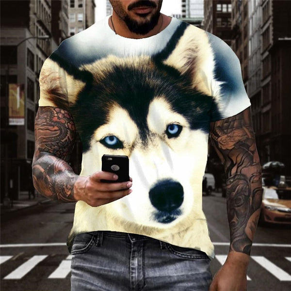 
Husky dog shirt Cool Puppy Cute Pets Casual art costume big Smart Husky dogs men
                