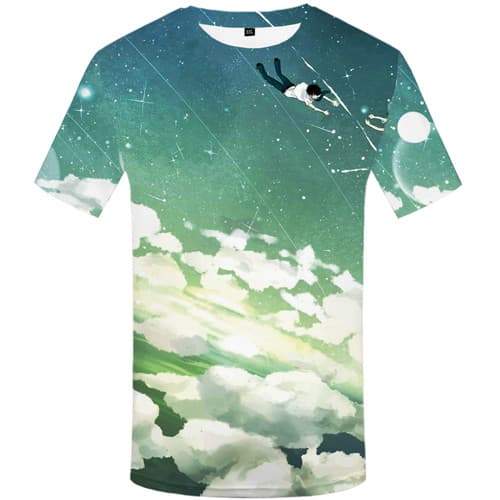 Galaxy Space T shirts Men Cloud T-shirts Graphic Graffiti Tshirt Anime Art Shirt Print Character T shirts Funny Short Sleeve - KYKU