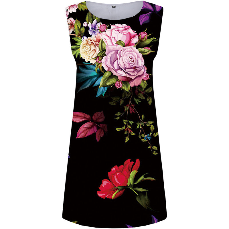 Flower Dress Women Colorful 3d Print Harajuku Vestido Sexy Leaf Short Rose Ladies Dresses Womens Clothing Casual