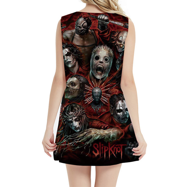 
SOMEPET Skull Dress Women Band Halter Sleeveless Music Bodycon Dress Metal Sundress Cosplay 3d Print Womens Clothing
                