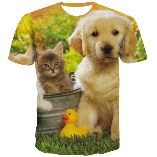
animal t shirtCasual docile petsCasual cat and dog art costume men
                