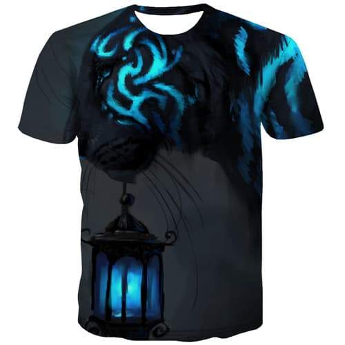 Animal T-shirt Men Tiger T shirts Funny Flame T-shirts 3d Galaxy Tshirts Novelty Black Tshirts Cool Short Sleeve Hip hop Men New - KYKU